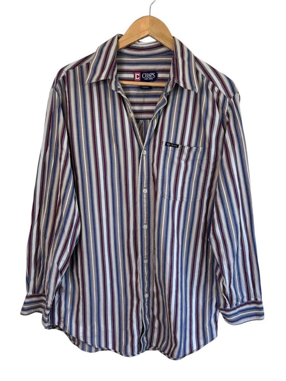 Vintage 90s Chaps Striped Long Sleeve Button Up Shirt